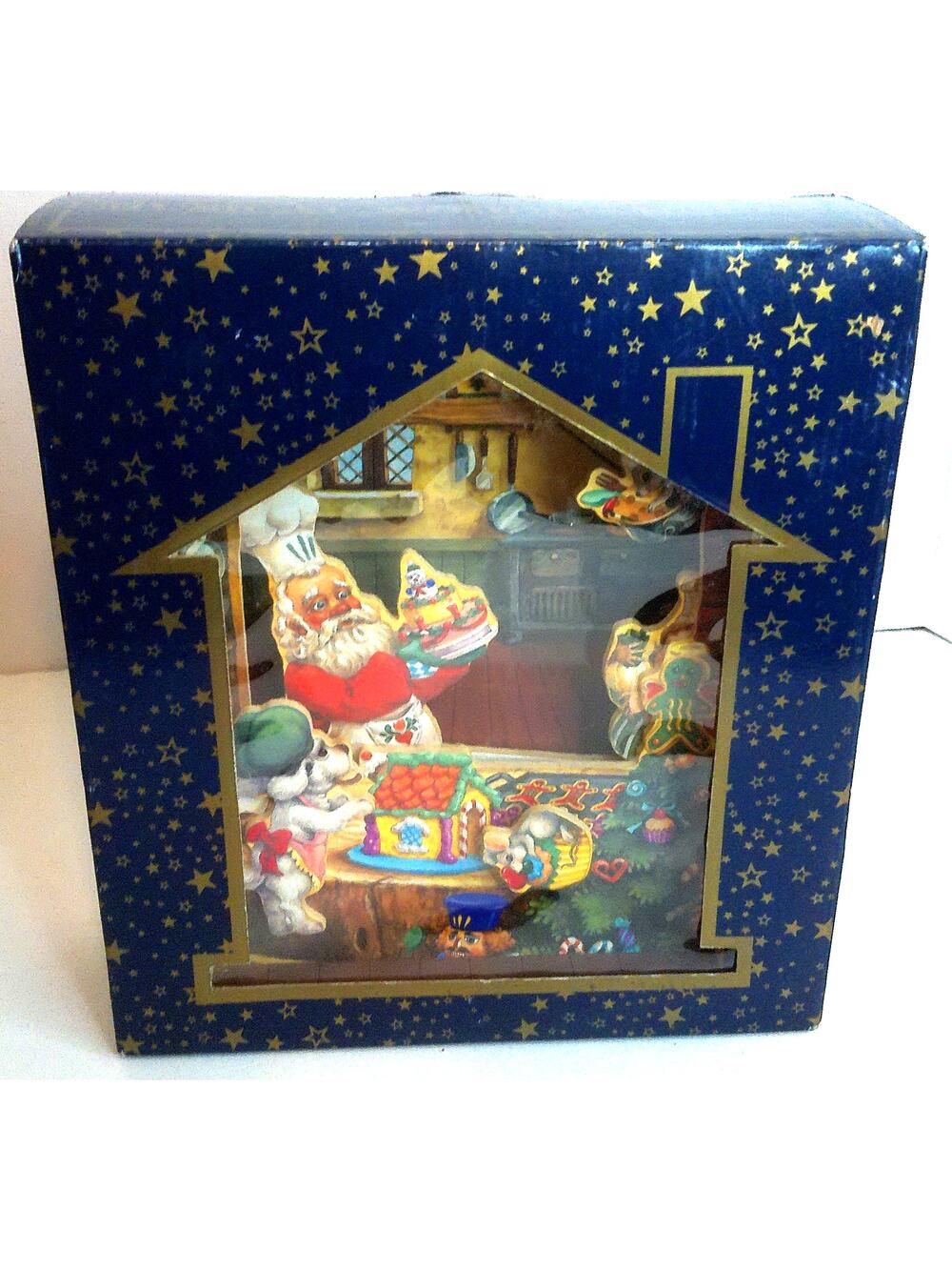 Vintage Fortunoff Musical Chef Santa In The Bakery Animated Christmas Decor New